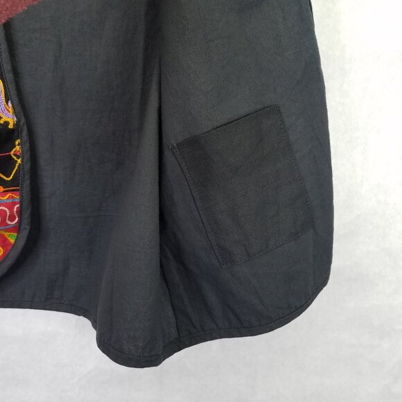 Vintage Banjara Style Crop Vest Womens Embroidery Boho Black Cotton Andrew Sport - Picture 8 of 12